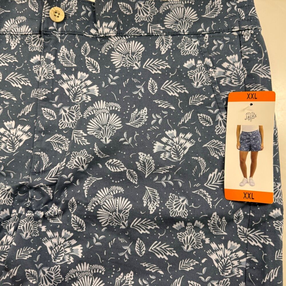 Jachs Girlfriend Women Sz XXL Shorts Blue Floral Chino Printed Midrise - Picture 3 of 5